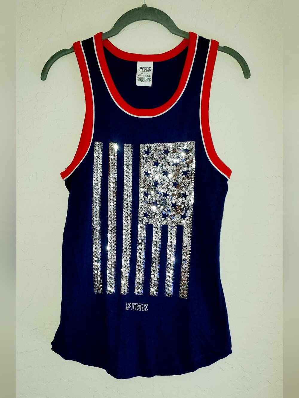 Pink Victoria's Secret Sequin USA Tank - XS